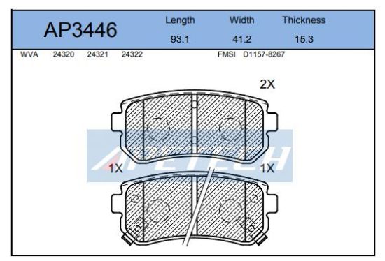 DİSK BALATA ARKA AP3446 ACCENT-III ERA 1.4 1.5 CRDI CEED İ20 1.6 SPORTAGE resmi
