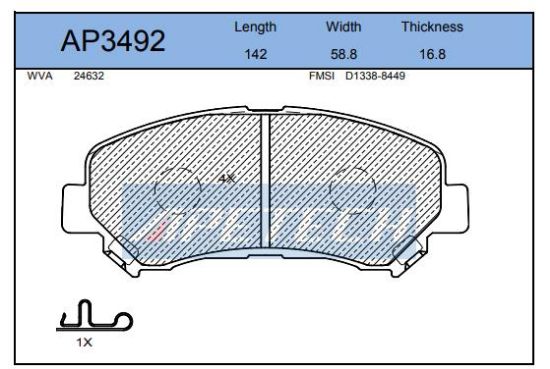 DİSK BALATA ÖN AP3492 QASHQAI 1.5 2.0 DCI (07-) KOLEOS 2.0 DCI (08-) resmi