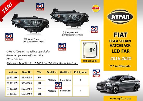 ZENON BALASTLI FAR SOL EGEA (16-20 ) *BEYAZ ÇITALI - LED DRL+PARK+MOTORLU 101137 resmi