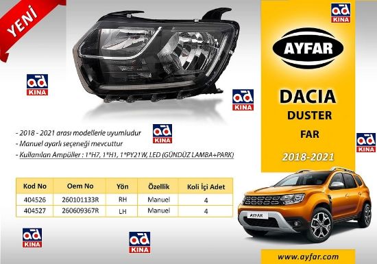 FAR SAĞ DUSTER (18-21) (H7+H1 gündüz farı+park) *MOTORSUZ 404526 resmi
