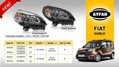 FAR SAĞ 505312 DOBLO (15->) SİYAH ÇERÇEVELİ MOTORLU resmi