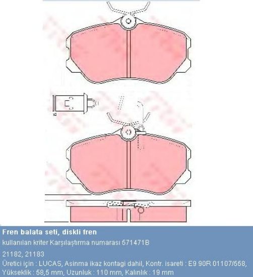 DİSK BALATA ÖN 571471B XM FİŞLİ resmi