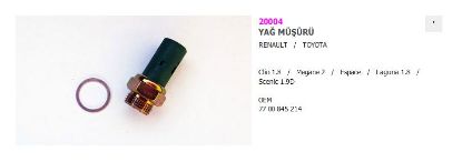 YAĞ MÜŞÜRÜ 20004 CLIO 1.8İ LAGUNA MEGANE-II KALIN DİŞ resmi