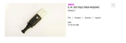 FREN MÜŞÜRÜ PRM400031 VTI0006 (4 FİŞLİ) CLIO KANGO EKSPRES LAGUNA resmi