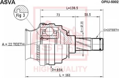 AKS KAFASI İÇ AKS0130 VECTRA-A 1.4 22X22X35 UZUNLUK 130,6mm 88-95 resmi