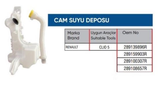 CAM YIKAMA SU DEPOSU 289139896R CLIO V resmi