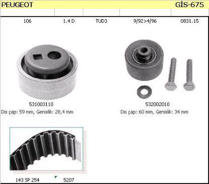 TRİGER SETİ GİS 675 P106 (92-96) 1.4D K9Y (GATES+İNA+SKF) resmi