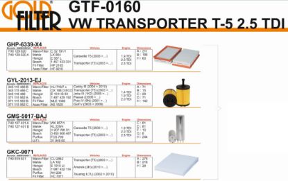 FİLTRE SETİ GTF0160 TRANSPORTER T5 (03-) (HAVA YAĞ MAZOT POLEN) resmi