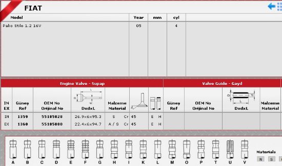 SİBOP TAKIMI 1359 1360 IN 8 EX 8 PALIO GRANDE PUNTO 1.2 1.4-16V resmi