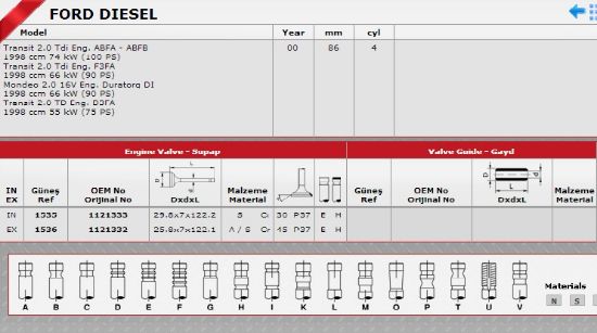 SİBOP TAKIMI 1535 1536 IN 8 EX 8 BOXER-III 2.2 DT 100 120HP TRANSİT 2.4 PUMA MOT resmi