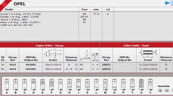 SİBOP TAKIMI 4013 4014 IN 4 EX 4 ASTRA 1.4İ VECTRA 1.4 KADET 1.4İ 8V resmi