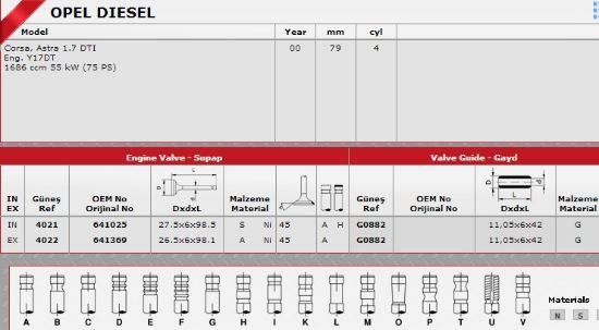 SİBOP TAKIMI 4021 4022 IN 8 EX 8 CORSA ASTRA 1.7 TDI-16V ENG.Y17DT-16V resmi