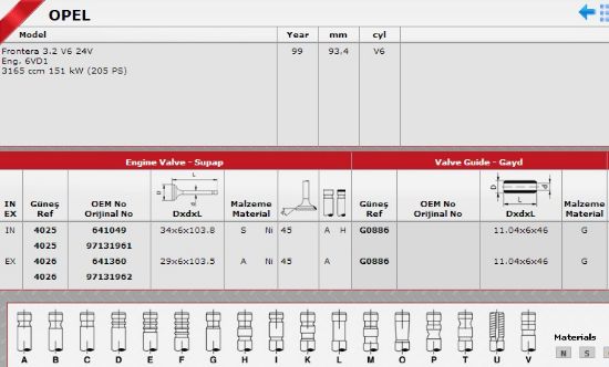 SİBOP TAKIMI 4025 4026 IN 12 EX 12 FRONTERA 3.2 V6 24V resmi
