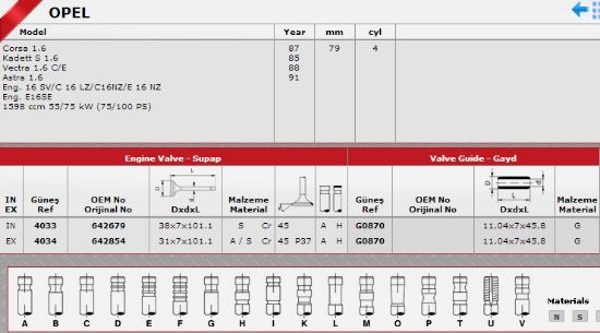 SİBOP TAKIMI 4033 4034 IN 4 EX 4 ASTRA 1.6 CORSA 1.6 KADET S1.6 VECTRA 1.6 resmi