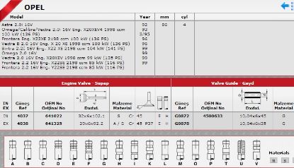 SİBOP TAKIMI 4037 4038 IN-8 EX-8 VECTRA-B 2.0İ 16V (X20XEV) resmi