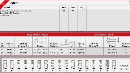 SİBOP TAKIMI 4048 4049 IN8 EX8 ASTRA-J 1.6 TWINPORT CRUZE 1.4 1.6 resmi