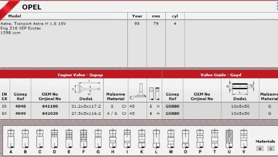 SİBOP TAKIMI 4048 4049 IN8 EX8 ASTRA-J 1.6 TWINPORT CRUZE 1.4 1.6 resmi