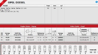 SİBOP TAKIMI 4128 4129 IN 8 EX 8 VECTRA 2.0 DIZEL 16V (X Y20DTL MOTOR) resmi