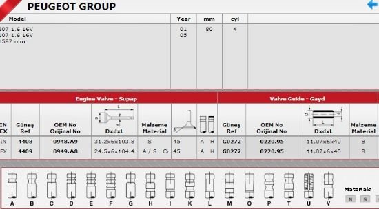 SİBOP TAKIMI 4408 4409 IN 8 EX 8 P206 P307 1.6 16V (TU5JP4) resmi