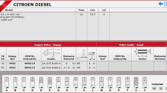 SİBOP TAKIMI 4492 4493 IN 8 EX 8 C3 1.4-16V DİZEL resmi
