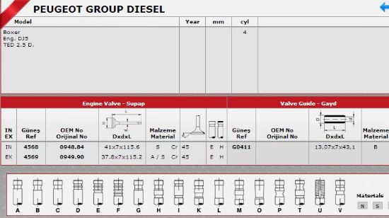 SİBOP TAKIMI 4568 4569 IN 4 EX 4 DJ5TED DİZEL 2.5TD 8V DUCATO BOXER (94-01) resmi