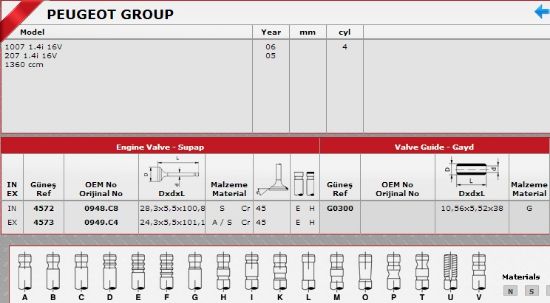 SİBOP TAKIMI 4572 4573 IN 8 EX 8 C3 P107 P207 P307 1.4İ 16V resmi