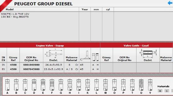 SİBOP TAKIMI 4588-4589 IN-6-EX-6 P308 (T9) 1.2İ THP 12V (130 BG ENG.EB2DTS) resmi