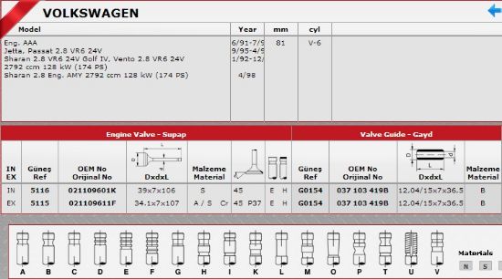 SİBOP TAKIMI 5116 5115 JETTA PASSAT 2.8 VR6 24V IN12-EX12 resmi