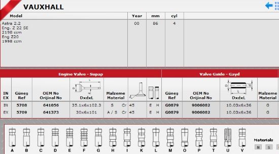 SİBOP TAKIMI 5708 5709 IN 8 EX 8 VECTRA 2.2-16V resmi