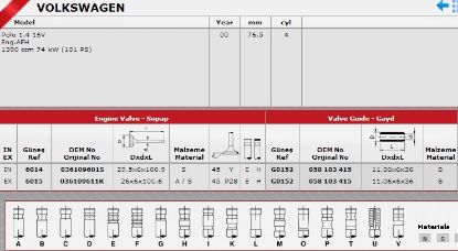 SİBOP TAKIMI 6014 6015 GOLF4 POLO 1.4 16V (98-01) AHW BCB CAXA AJV (IN-8 EX-8) resmi