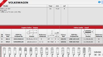 SİBOP GAYDI G0152 POLO 1.4-16V IN 8 EX 8 resmi