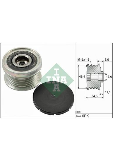 ALTERNATÖR KASNAĞI 535015510 GOLF-V (06-14) JETTA PASSAT POLO A3 1.2 1.4TSI FSI resmi