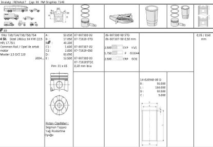 GÖMLEK 40209400 STD 89,0 MASTER 2.5 DCI MOVANO 2.5 CDTI G9U resmi