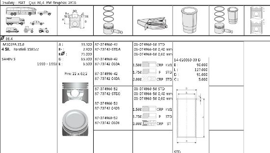 MOTOR SEGMANI 60749661 040 86,4 TEMPRA SLX ŞAHİN-S 1600 resmi