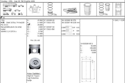 MOTOR SEGMANI 610150090 STD 80,0 MEGANE LAGUNA 1.9 TDI F9Q TRAFİK resmi