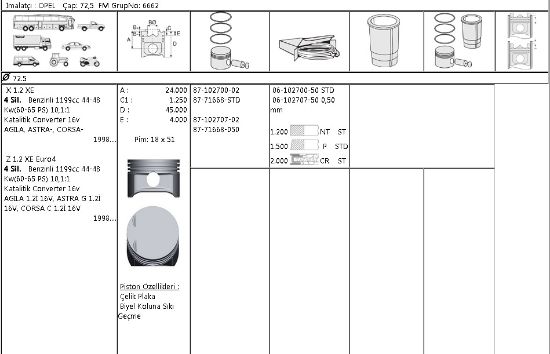 MOTOR SEGMANI 61027075 050 ASTRA CORSA-C X1.2XE Z1 2XE 1,2*1,5*2 72,5MM resmi