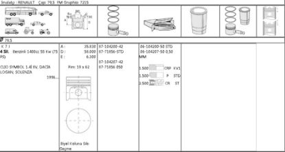 MOTOR SEGMANI 061042075 050 79,5 MEGANE CLIO SYMBOL 1.4 1.6-I-8V K7M K7J resmi