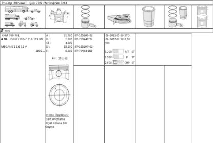 MOTOR SEGMANI 61052075 050 MEGANE-II 1.6-16V 79,5MM resmi