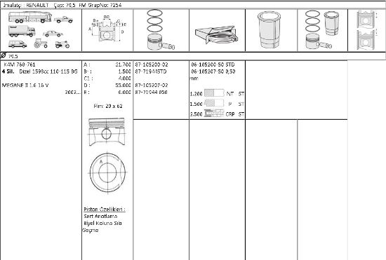 MOTOR SEGMANI 61052075 050 MEGANE-II 1.6-16V 79,5MM resmi