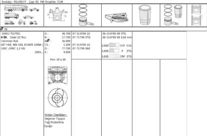 MOTOR SEGMANI 61147080 060 85,0 SCUDO PARTNER BERLINGO 2.0 JTD DW10 2.2 DW12 resmi