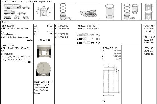 MOTOR SEGMANI 61233060 040 94,4 DUCATO BOXER JUMPER 2.8-D resmi