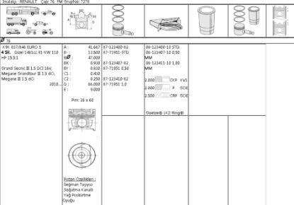 MOTOR SEGMANI 61234111 100 76,0 MEGANE-III KANGO CLIO 1.5 DCI EURO 4 EURO 5 110H resmi