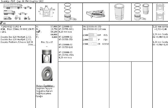 MOTOR SEGMANI 61380080 060 DUCATO 2.3 JTD 110 PS 88MM resmi