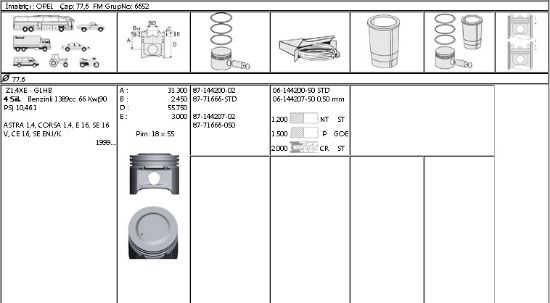 MOTOR SEGMANI 61442005 STD ASTRA CORSA Z1.4XE 1,2*1,5*2 77,6MM resmi