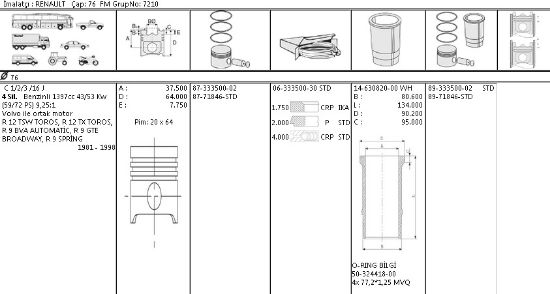 MOTOR SEGMANI 63335003 STD 76,0 R12 R9 1400 resmi