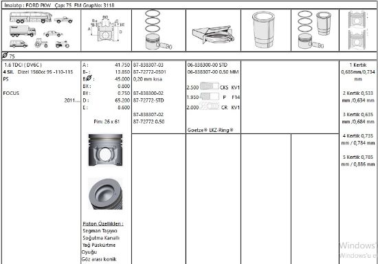 MOTOR SEGMANI 68383070G 050 75,00 FOCUS 1.6TDCİ EURO 5 DV6C P208 C4 1.6HDİ resmi