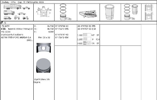 MOTOR SEGMANI 68787005 STD 79MM ASTRA MERIVA Z16XEP TWINPORT 1,2*1,2*2 resmi