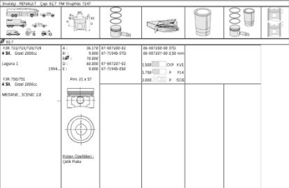 MOTOR SEGMANI 68872070 050 82,7 LAGUNA MEGANE 2.0-8V F3R resmi