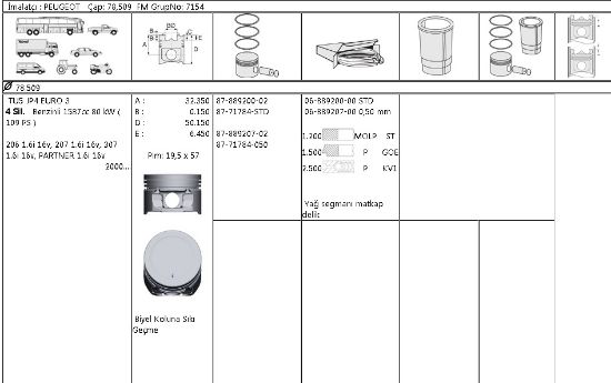 MOTOR SEGMANI 68892000 STD 78,509 P207 1.6-16V P307 (00-) PARTNER BERLINGO TU5J resmi