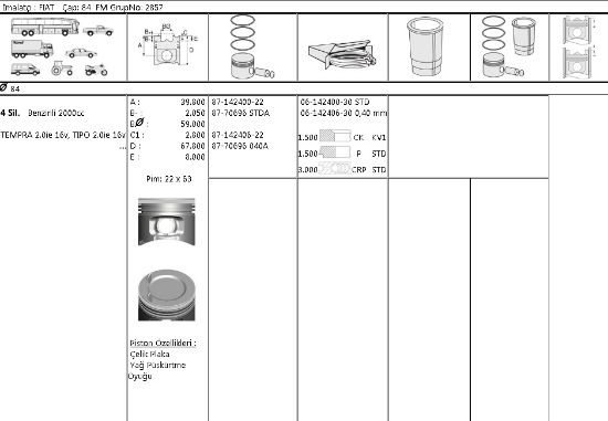 PİSTON SEGMAN 8770696 STD 84,00 TEMPRA 2.0 İE 16V resmi